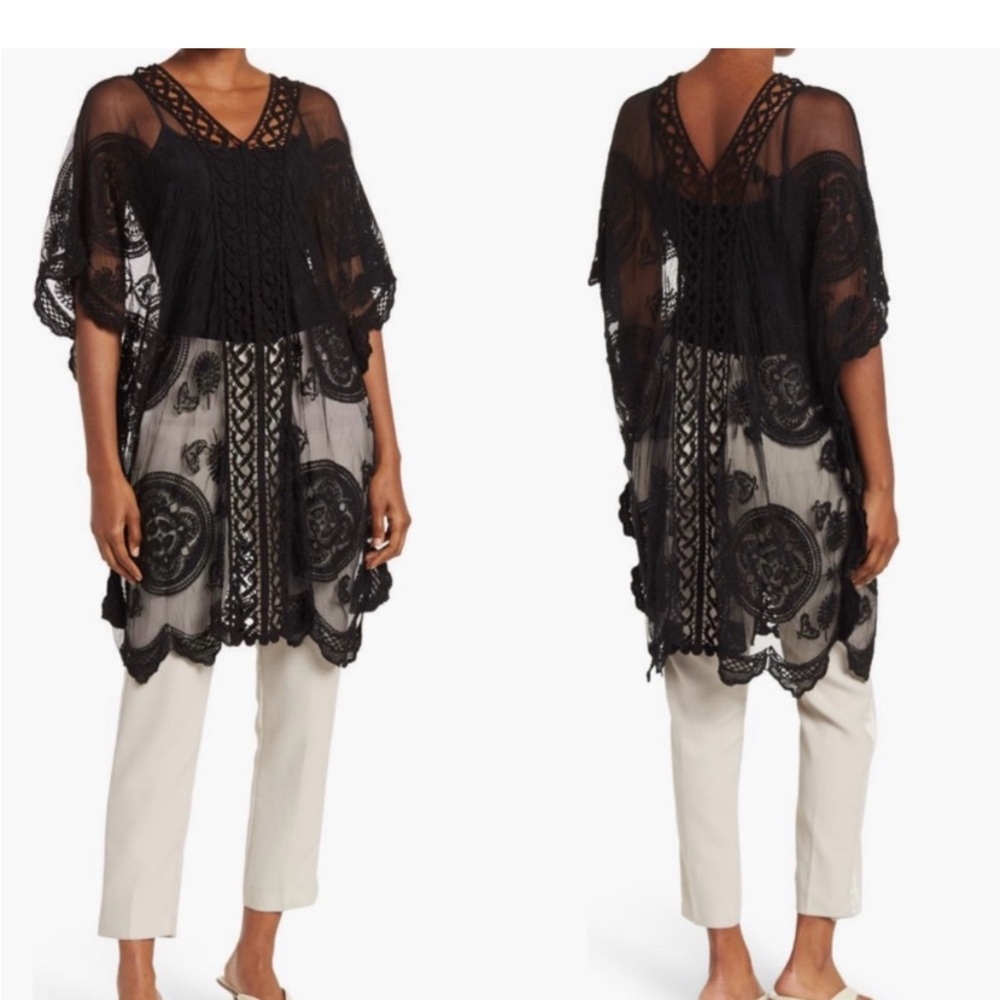 Vince Camuto swim coverup OneSize sheer lace oversized loose mesh
